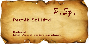 Petrák Szilárd névjegykártya